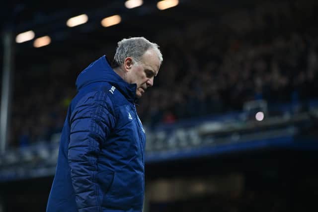 BLEAK DAY - Marcelo Bielsa's Leeds United were well beaten by Everton at Goodison Park. Pic: Bruce Rollinson