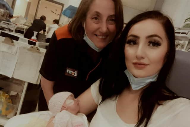 Joanne Dolan with daughter Katie and granddaughter Niamh. Picture: SWNS