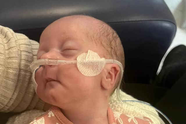 Baby Niamh is now 10 weeks old but still weighs only 3.7lbs. Picture: SWNS