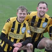 Pudsey Bojangles scorers Brodhi Wilkinson, Matthew Doran and Rob Nicholson after their 3-2 Luty Cup win over Western Juniors Old Boys. Picture: Steve Riding.
