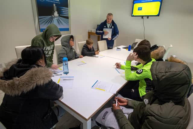 Nigel Thewlis, is head of secondary education at The Leeds United Foundation and is pictured running a session with students from the Southway alternative provision school.