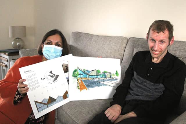 Dr Agam Jung, consultant neurologist, shares the first concept designs for the new Rob Burrow Centre for Motor Neurone Disease, with Rob Burrow.