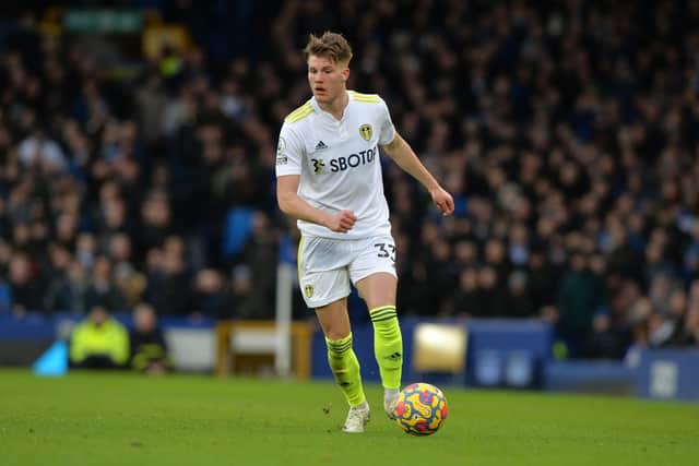 ADMIRABLE DISPLAY: From 18-year-old Leeds United defender Leo Hjelde, above, during Saturday's 3-0 defeat against Everton at Goodison Park. Picture by Bruce Rollinson.
