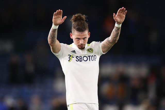 PRAISE: From Leeds United's England international star Kalvin Phillips for his family and his Whites team mates. Photo by George Wood/Getty Images.