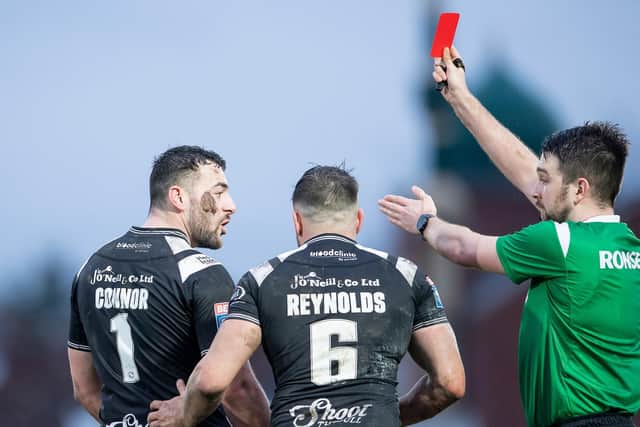 Hull FC's Jake Connor was shown a red card against Wakefield Trinity on Sunday. Picture: Allan McKenzie/SWpix.com.