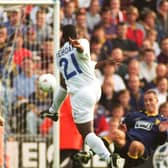 Tony Yeboah scores one of this three goals against Wimbledon at Selhurst Park in September 1995. PIC: James Hardisty