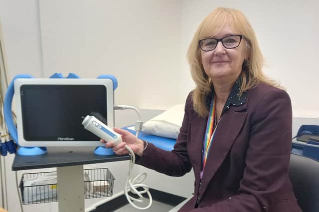 Anne Marie McMullan with one of the Fibroscanners
cc Forward Leeds