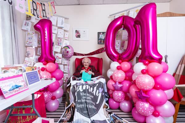 Irene Downes has celebrated her 101st birthday surrounded by hundreds of cards from generous strangers after care home staff launched an appeal on social media.
