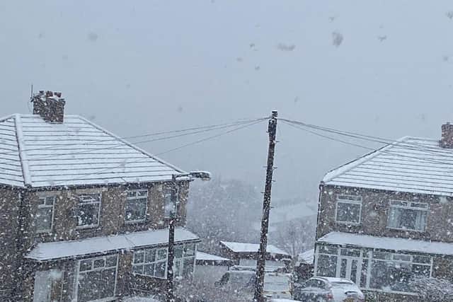 The view of Bradford from Queensbury, where snow is already heavy.