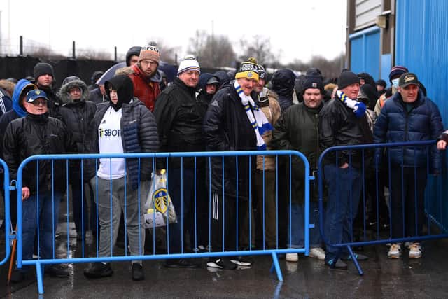 Leeds United fans ahead of Manchester United clash at Elland Road. Pic: Laurence Griffiths.