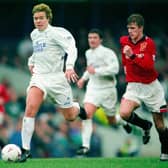 BLAST FROM THE PAST: Tomas Brolin gets away from a young David Beckham as Leeds United record a 3-1 victory against Manchester United back on Christmas Eve of 1995. Photo by Clive Brunskill/Allsport/Getty Images.