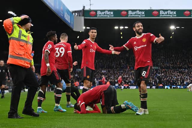 LATEST INSTANCE - Manchester United's Anthony Elanga was struck by something thrown from the crowd during the game against Leeds United at Elland Road. Pic: Getty