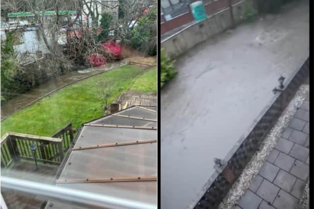 Water flooded out of the beck and across the garden