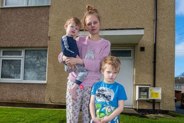 (l-r) Noah Ayrey, 2, Chelsea Stoakes, 22, Harvey Ayrey, 4
cc James Hardisty