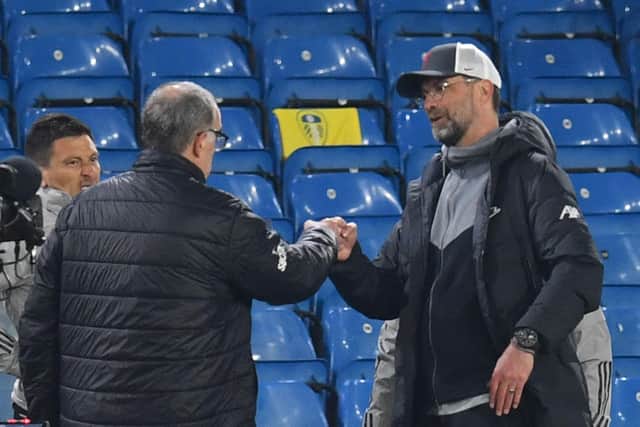 BIG BATTLE - Jurgen Klopp anticipates a fight at Anfield when Marcelo Bielsa's Leeds United take on his Premier League title chasing Liverpool. Pic: Getty