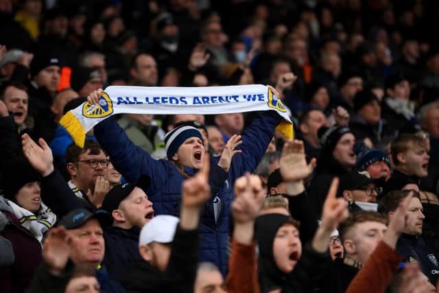 The Elland Road faithful belt out Marching on Together.