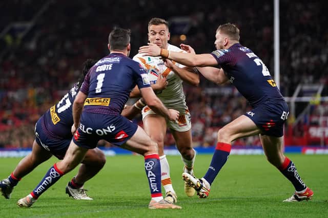 Catalans Dragons' Mickael Goudemand, with ball, will miss his side's clash at Leeds Rhinos. Picture: Zac Goodwin/PA Wire.