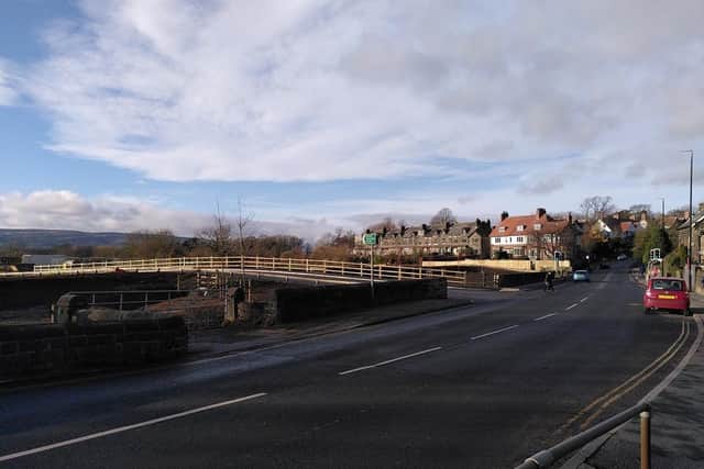 A view of the completed sheet piled embankment element of the Otley Flood Alleviation Scheme from Billams Hill, Otley.