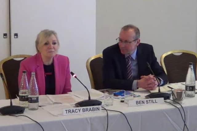 Tracy Brabin and Ben Still giving evidence to the Transport Select Committee in Leeds.