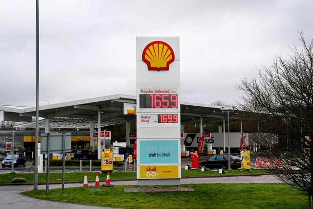 A view of high fuel prices at a Shell fuel station near Folkestone in Kent, as oil prices jumped following Russia's invasion of Ukraine. Photo: PA