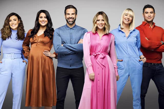 The presenter line-up for Morning Live (left to right) Kym Marsh, Sam Quek, Gethin Jones, Kimberley Walsh, Sara Cox and Rav Wilding. Photo: PA/Guy Levy