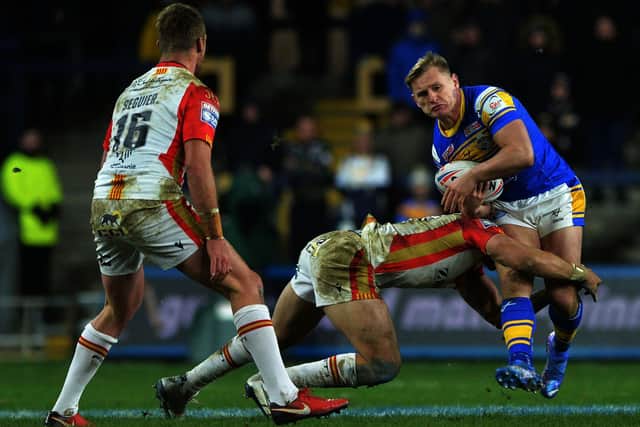 Substitute Brad Dwyer tries to get Rhinos moving. Picture by Jonathan Gawthorpe.