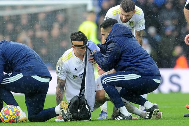 MONITORED RETURN - Having been concussed against Manchester United, Robin Koch has undergone regular brain testing at Leeds United this week ahead of a possible return against Tottenham Hotspur. Pic: Simon Hulme