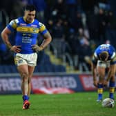 HOME PAINS: Zane Tetevano shows his frustration after Leeds Rhinos' defeat to Catalans Dragons. Picture: Jonathan Gawthorpe.