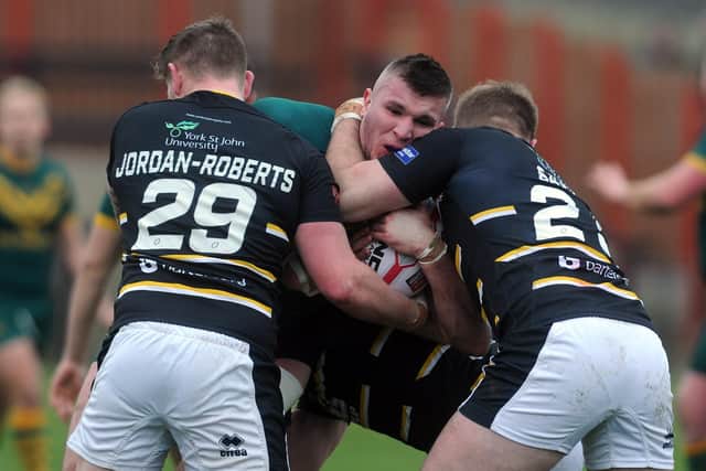 Hunslet Club Parkside captain Ben Shulver, with ball, says his side have nothing to lose against Sheffield Eagles in the Challenge Cup. Picture: Tony Johnson.