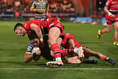 OVER THE LINE: Jordan Turner scores Castleford Tigers' first try against Hull KR   Picture: Bruce Rollinson