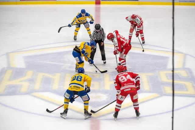 Leeds Knights and Swindon Wildcats face off at the start of the Autumn Cup Final, second leg at Elland Road.
Picture: Bruce Rollinson