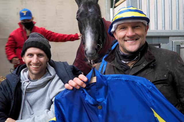Rob Burrow pictured with Barrie McDermott in November 2020 when they went to meet Burrow Seven, a race-horse named after Rob  who will help raise funds for the Motor Neurone Disease Association. Former Leeds Rhinos player, McDermott will take part in the Strictly event at Headingley next month.