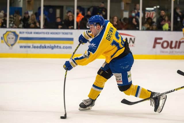 BIRTHDAY BASH: Kieran Brown, above, scored two goals and three assists in the 8-5 win over Swindon Wildcats. Picture: Bruce Rollinson