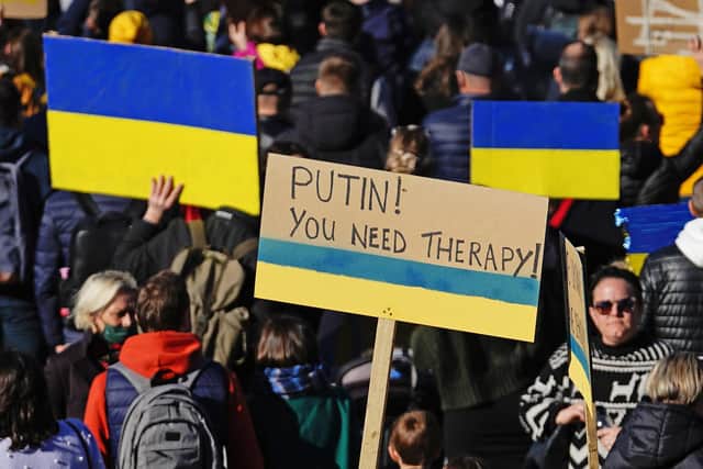 People take part in a demonstration in Trafalgar Square, London, to denounce the Russian invasion of Ukraine (Photo: Aaron Chown/PA Wire)