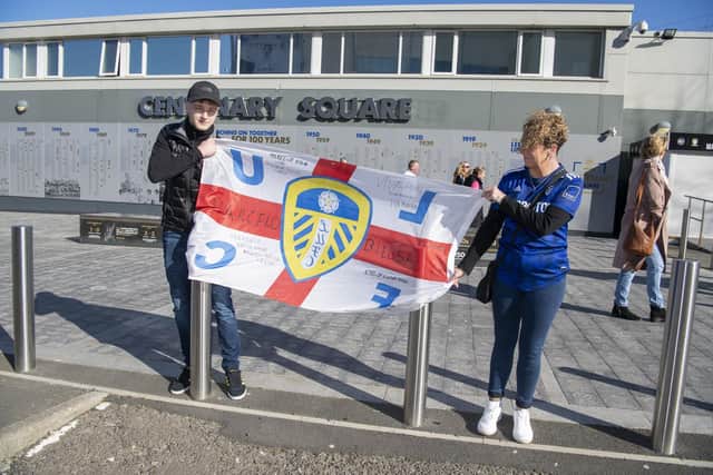 Around 300 people gathered outside Elland Road earlier today.