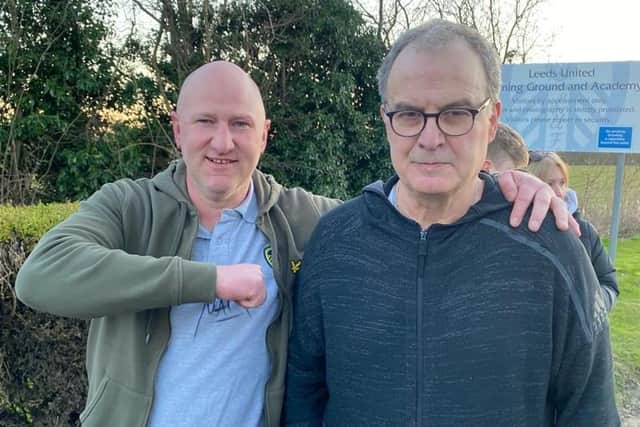 FOND FAREWELL - Leeds United fan Paul Young got the chance to say goodbye to Marcelo Bielsa on Sunday at Thorp Arch.