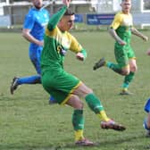 Middleton's James Law scores in the 7-1 Yorkshire Amateur League Supreme win at Alwoodley. Picture: Steve Riding.
