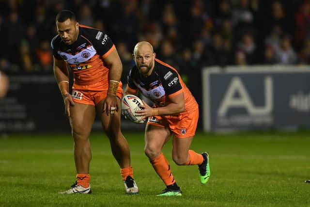 Paul McShane, right, of Castleford Tigers. Picture by Bruce Rollinson.