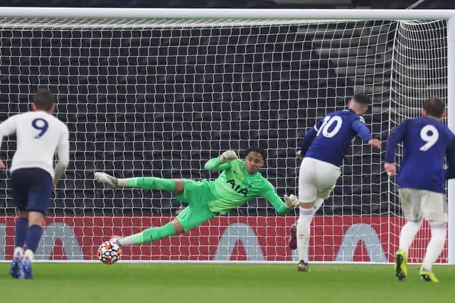 SPOT ON: The returning Sam Greenwood fires Leeds United's under-23s in front against Tottenham Hotspur at the Tottenham Hotspur Stadium with a 61st-minute penalty. Photo by Alex Morton/Getty Images.