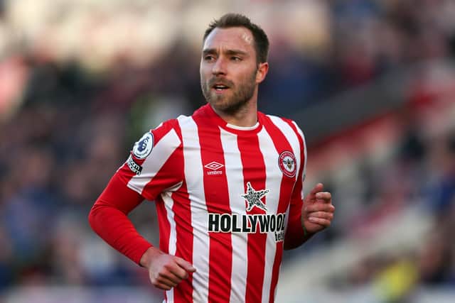 Christian Eriksen made his first appearance for Brentford on Saturday as the Bees fell to a 2-0 defeat to Newcastle United. Pic: Marc Atkins.