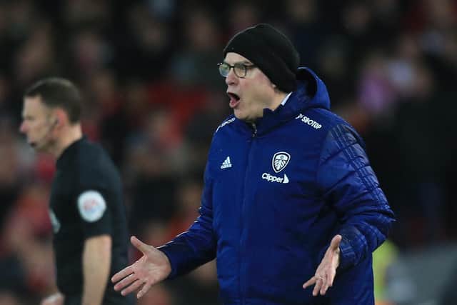 DEFENSIVE WOES: Leeds United were leaking goals at an alarming rate lately under Marcelo Bielsa, above, and Tony Dorigo says something had to change but would that change have happened with injured players returning? Photo by LINDSEY PARNABY/AFP via Getty Images.