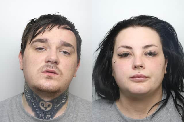 They first kicked their way into a flat in Wakefield, before heading to a house where they put the windows through.