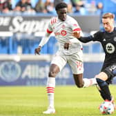 REPORTED INTEREST: From Leeds United in FC Montreal's US international midfielder Djordje Mihailovic, right, pictured challenging Toronto FC's Noble Okello in the 2021 Canadian Championship Final last year. Photo by Minas Panagiotakis/Getty Images.