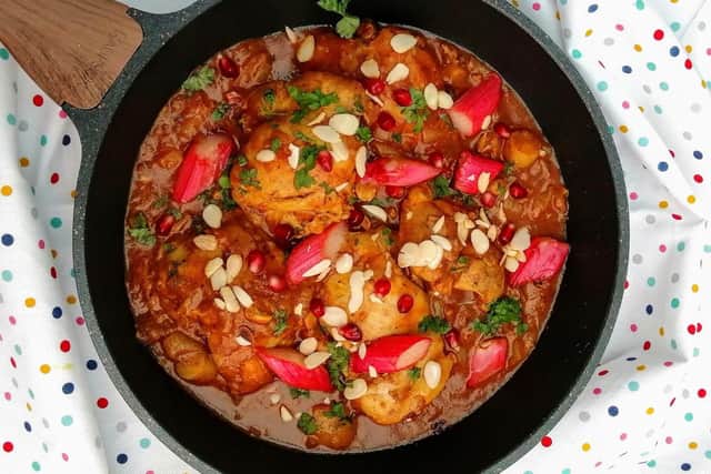 Karen's chicken, parsnip and rhubarb dish