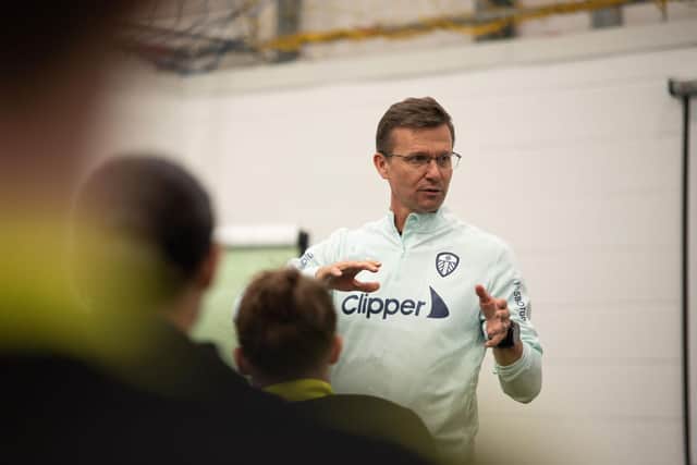 LARGE AGENDA: Facing new Leeds United head coach Jesse Marsch, above, at his first Whites press conference today. Picture by LUFC.