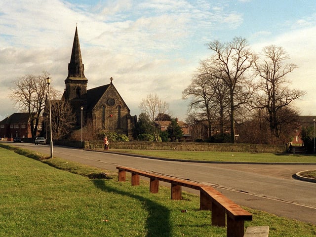 St James's Church, alongside Seacroft Village Green in March 1996.