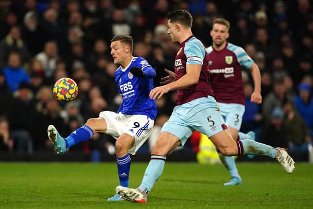 Striker Jamie Vardy is back and scoring goals for Leicester City as he proved in the Premier League against Burnley in midweek. Picture: Martin Rickett/PA Wire.