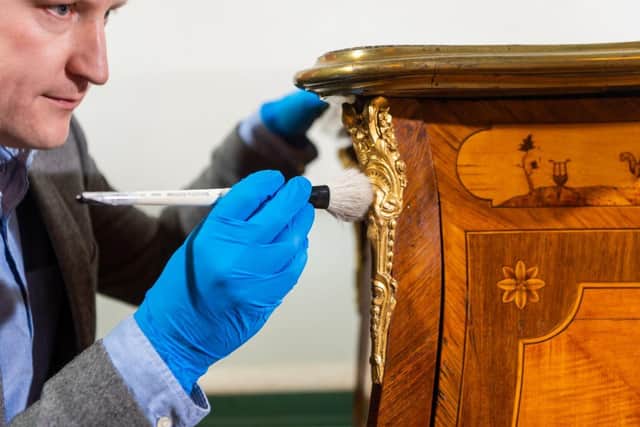 The furniture decorated with ancient lava from an Italian volcano has become part of the historic collection at a Leeds mansion. Picture: James Hardisty.
