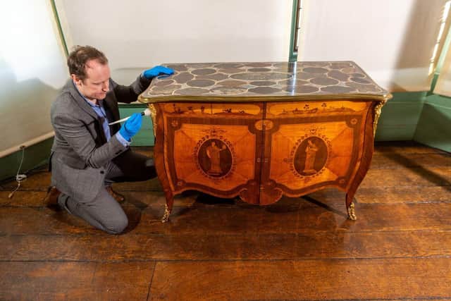 Keen to incorporate his precious find into a piece worthy of his collection, he commissioned a London cabinetmaker to craft the commode. Picture: James Hardisty.