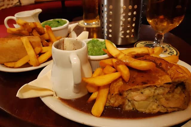 Pie of the day served at The Railway pub at Calverley.